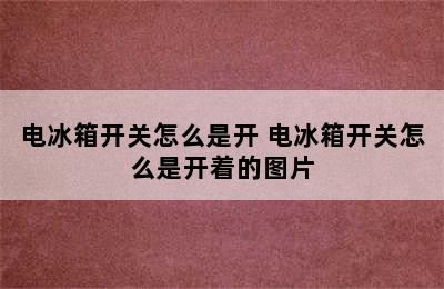 电冰箱开关怎么是开 电冰箱开关怎么是开着的图片